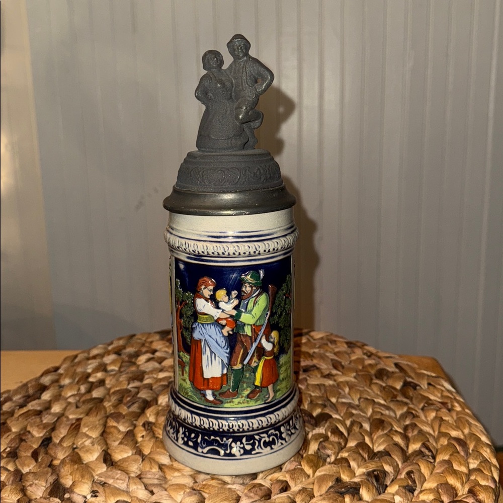Vintage‎ Gerz West Germany Beer Stein with Pewter Lid Dancing Couple Finial 0.5L